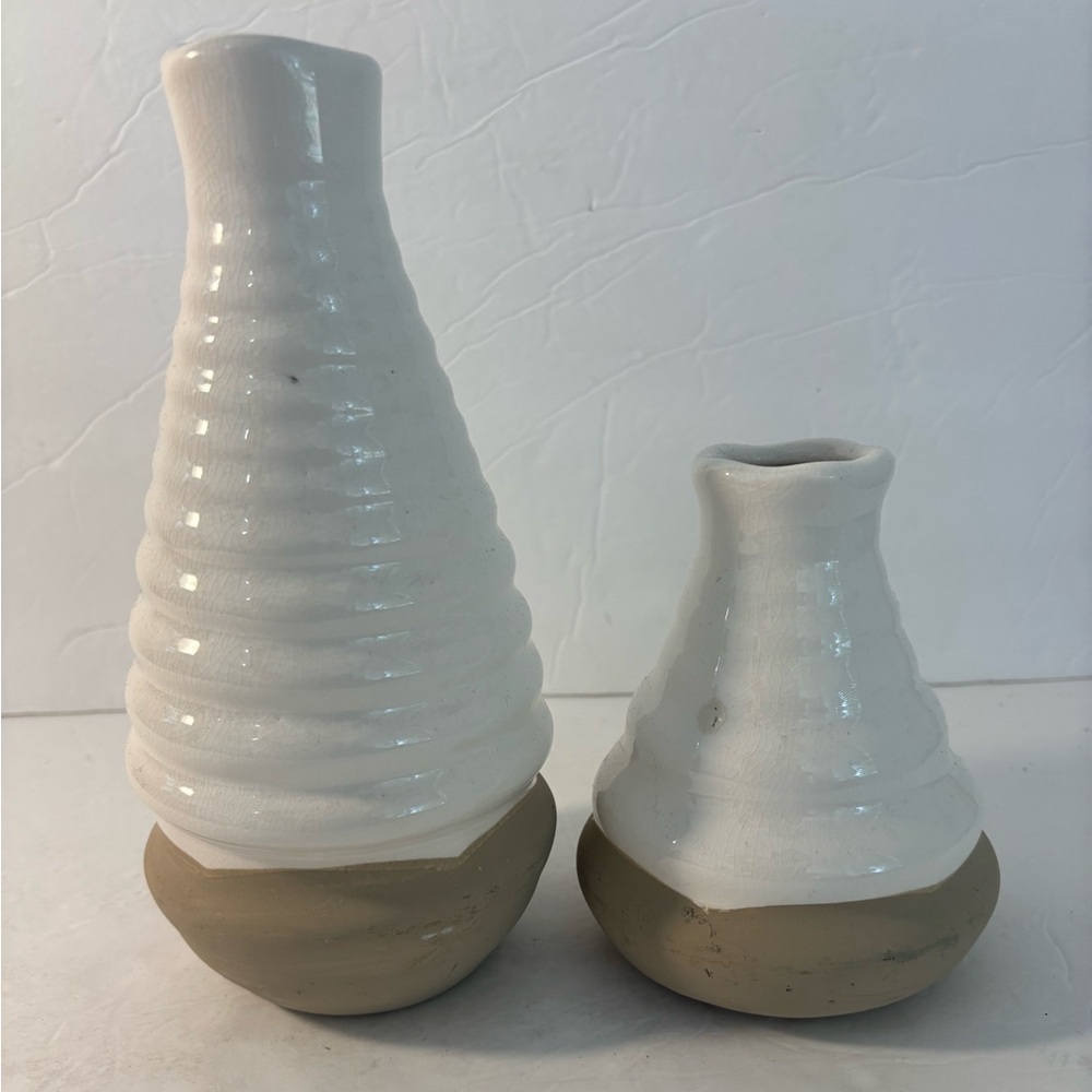 HOBBY LOBBY White Ceramic Vases White Set of Two
